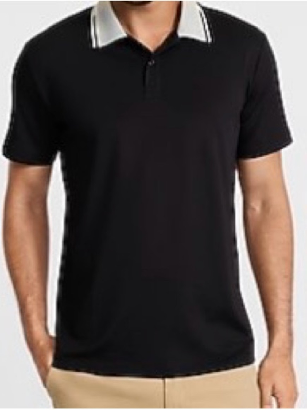 Express Black Polo with White Contrast Collar
